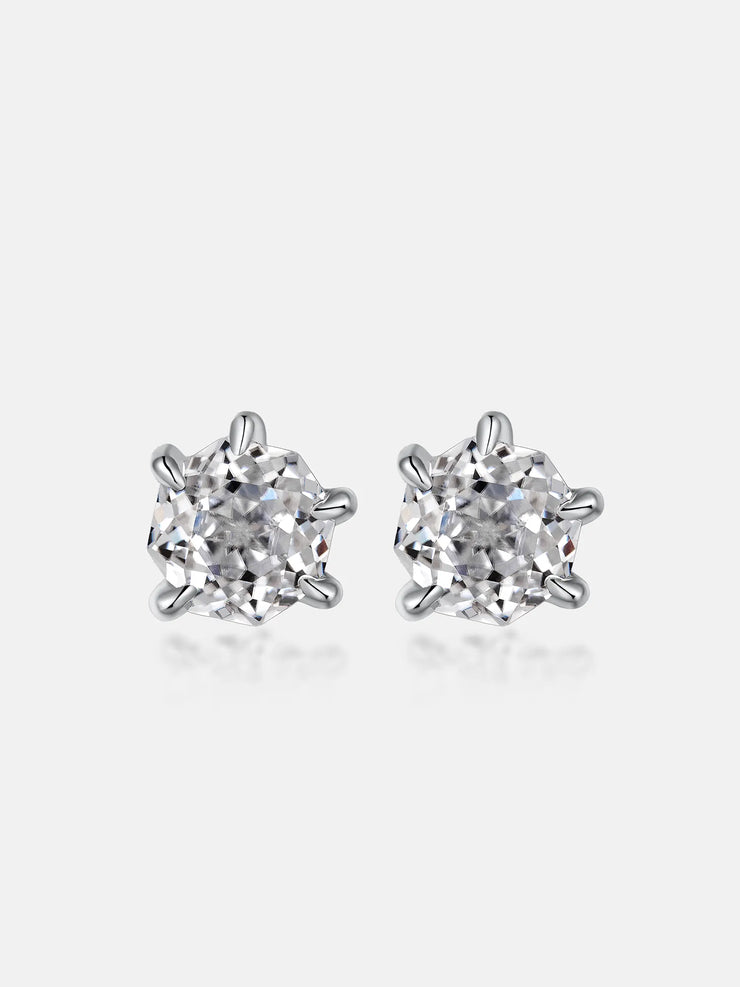 Octagonal Cut Moissanite Dragon Claw Earrings