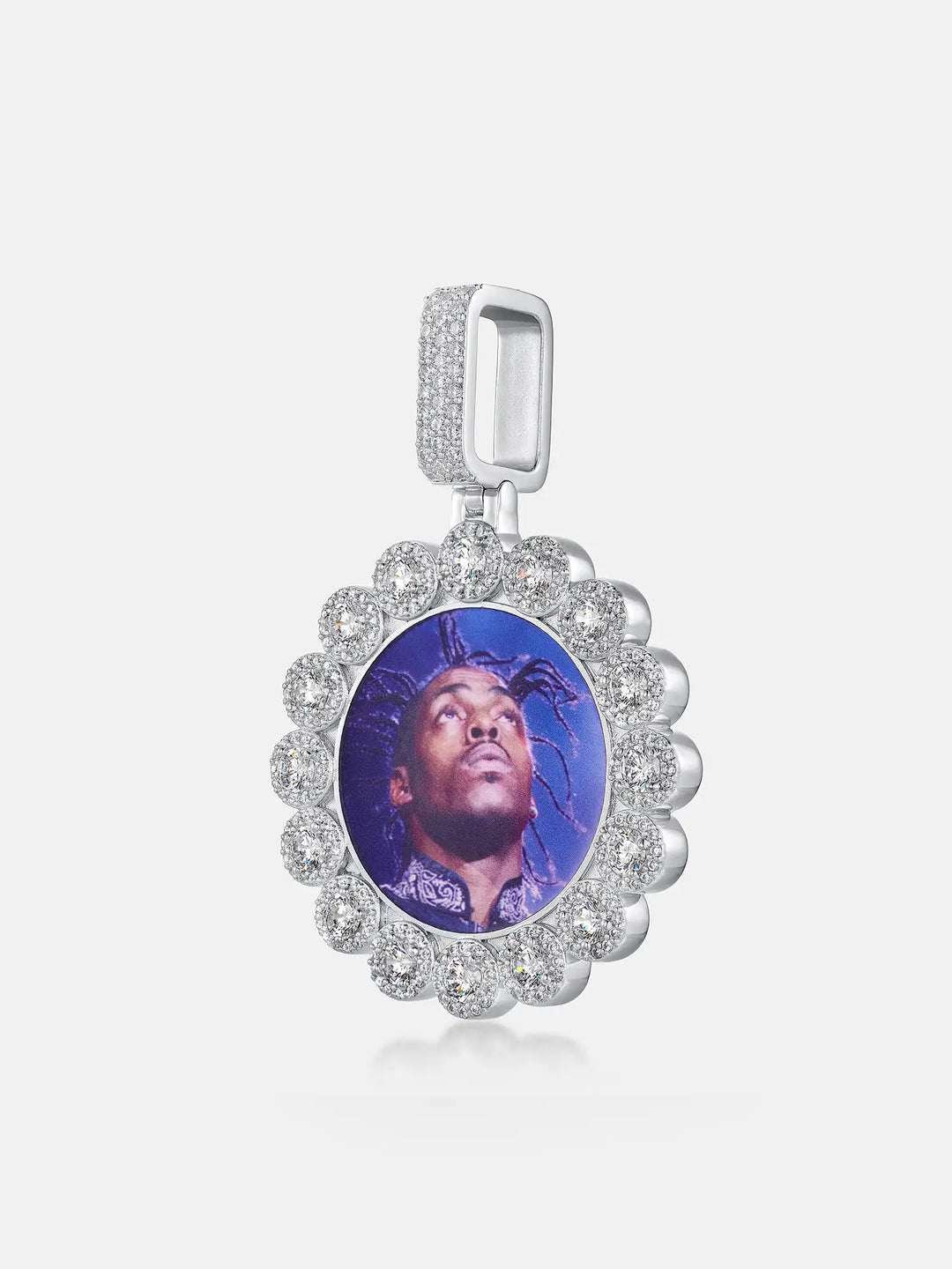 Double Row Round Moissanite Photo Pendant 6.1CT