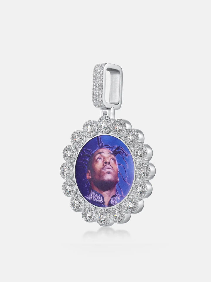 Double Row Round Moissanite Photo Pendant 6.1CT