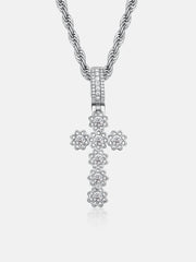 Moissanite Flower Shape Cross Pendant