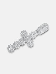 Moissanite Flower Shape Cross Pendant