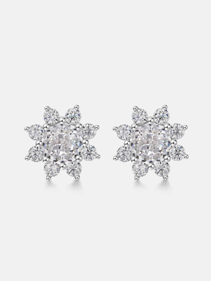 Octagonal Cut Moissanite Petal Shape Earrings