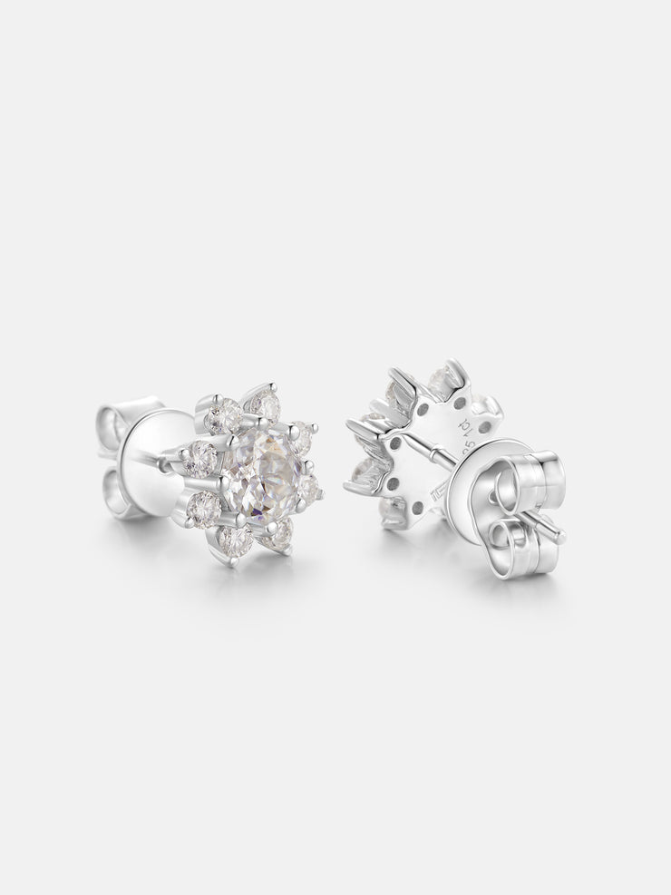 Octagonal Cut Moissanite Petal Shape Earrings