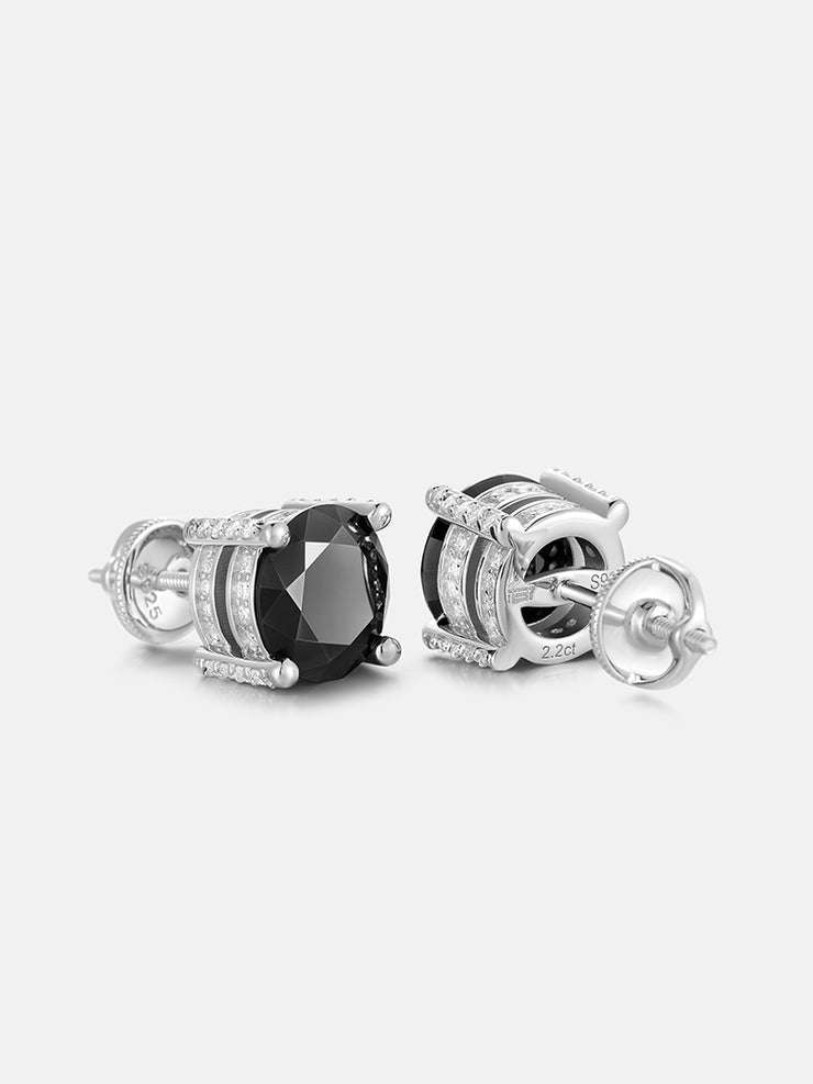 Halo Black Moissanite Stud Earrings-2.2CT Each