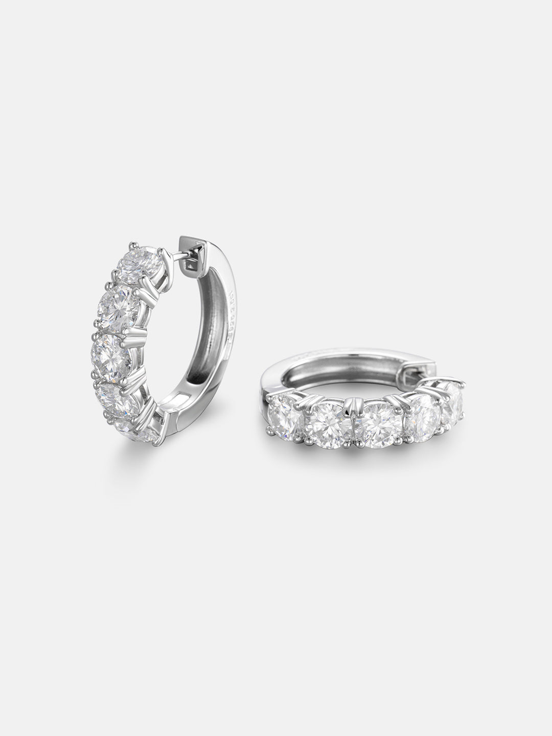 Moissanite Single Row Hoop Earrings-5CT Total