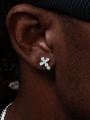 Micro Cross Moissanite Stud Earring