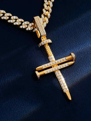 Moissanite Nail Cross Pendant