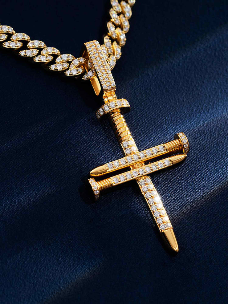 Moissanite Nail Cross Pendant