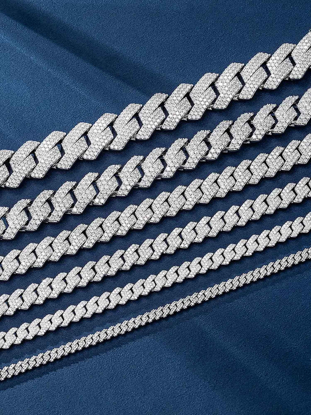 S925 Moissanite Prong Cuban Chain