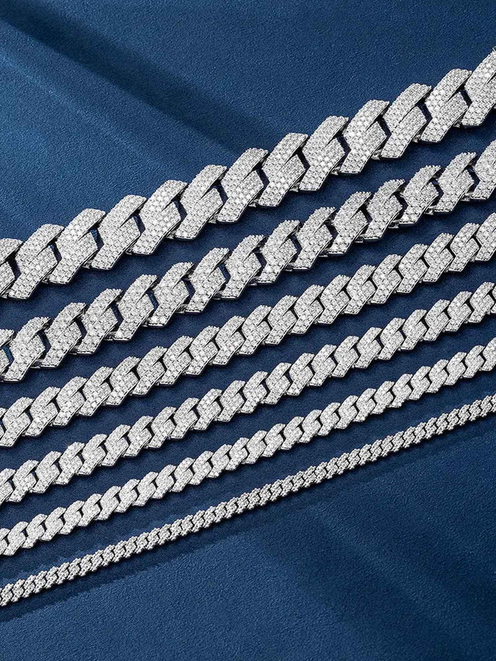 S925 Moissanite Prong Cuban Chain