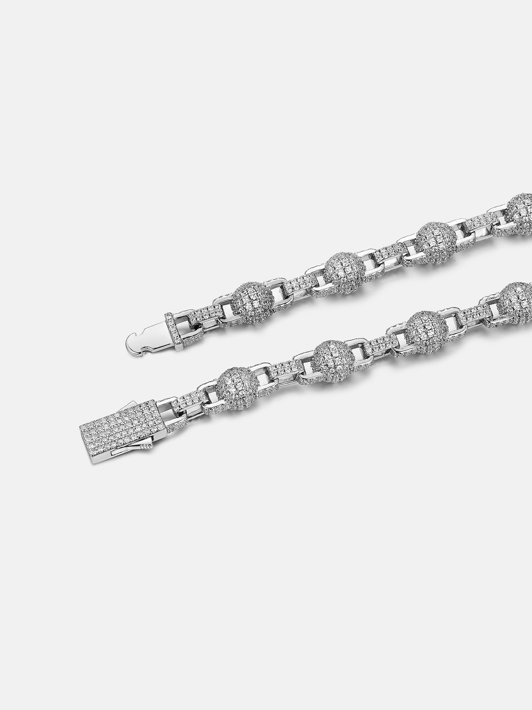7mm Iced Out Moissanite Round Ball Rolo Chain Or Bracelet