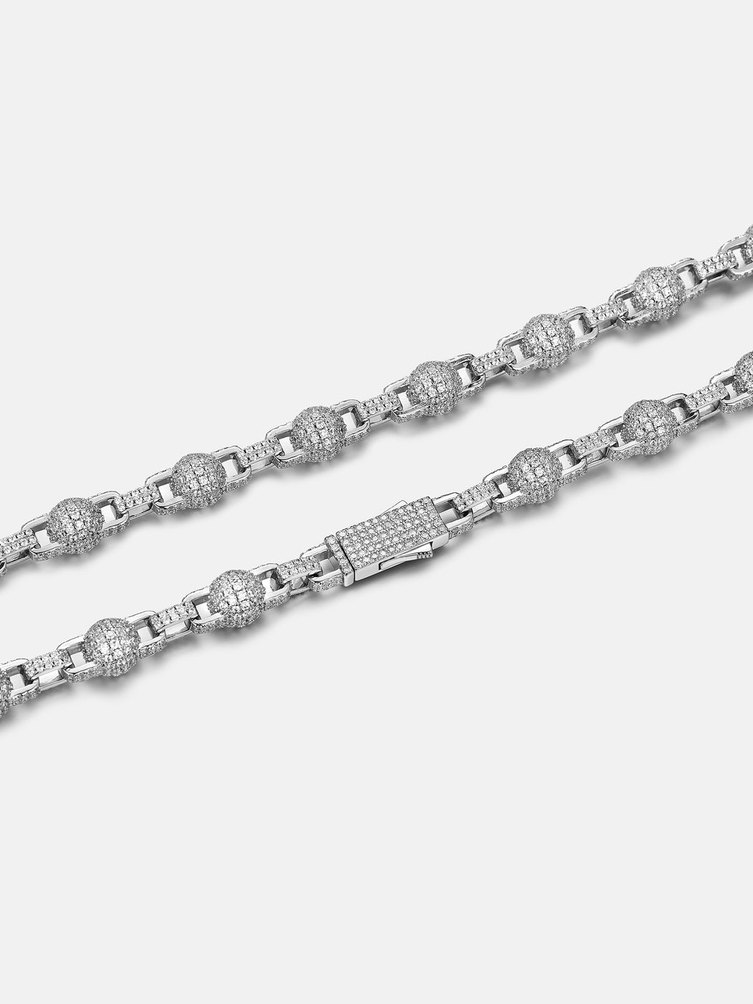 7mm Iced Out Moissanite Round Ball Rolo Chain Or Bracelet