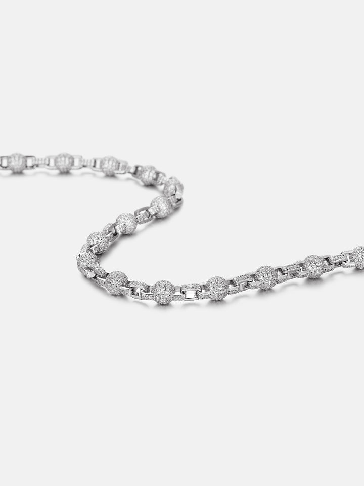 7mm Iced Out Moissanite Round Ball Rolo Chain Or Bracelet