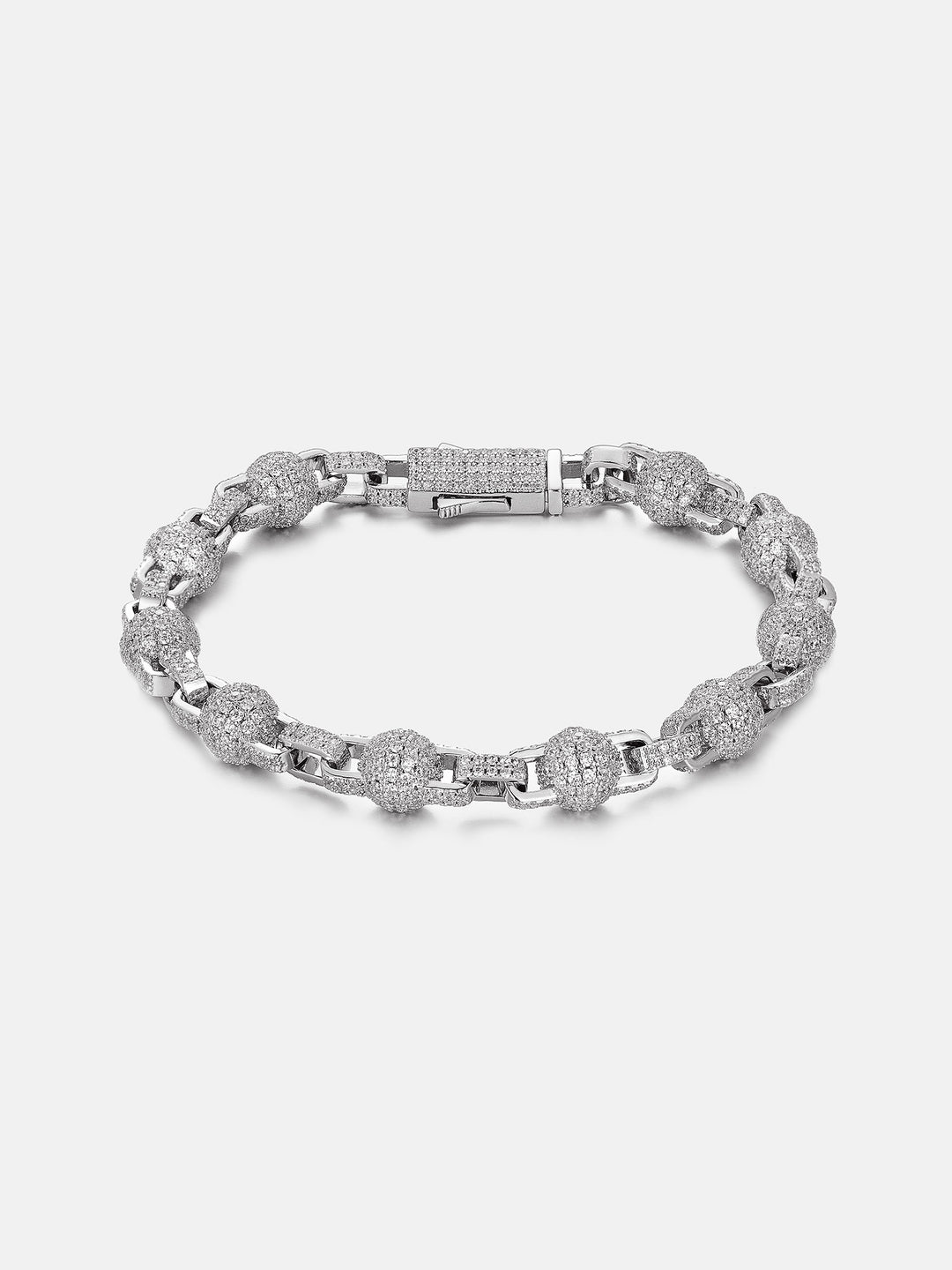 7mm Iced Out Moissanite Round Ball Rolo Chain Or Bracelet