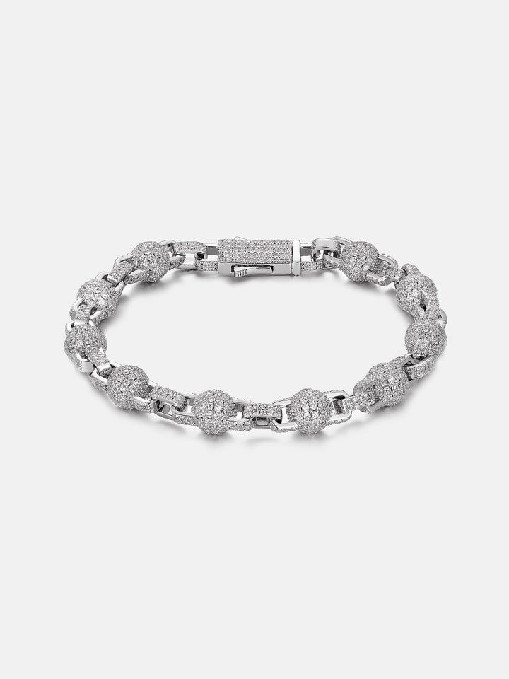 7mm Iced Out Moissanite Round Ball Rolo Chain Or Bracelet
