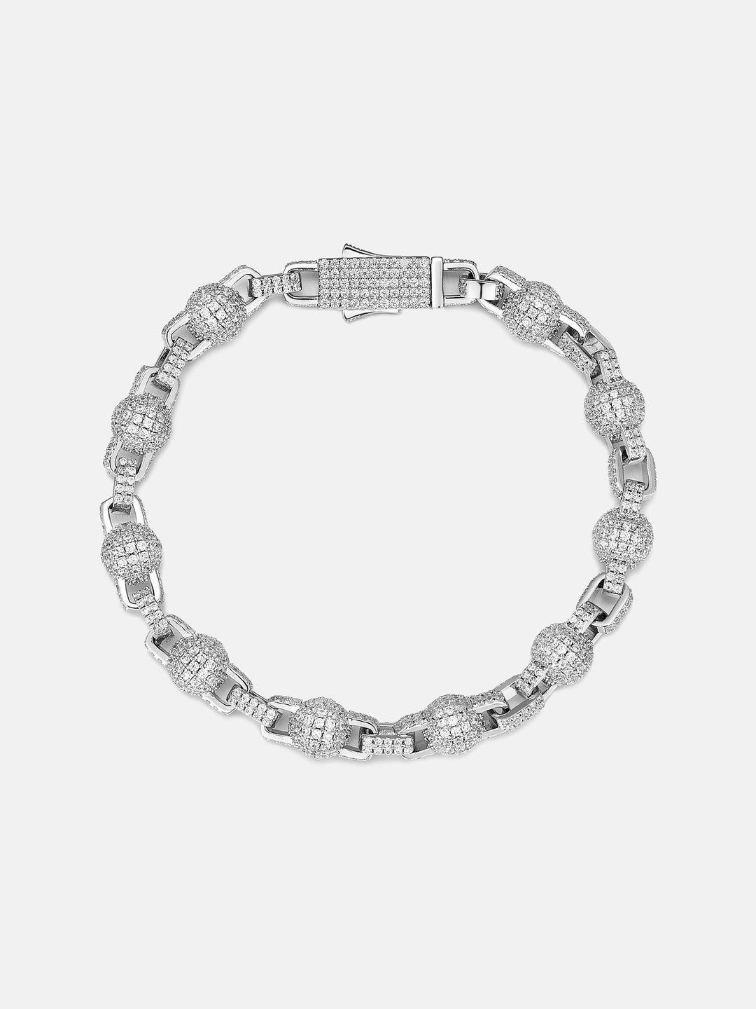 7mm Iced Out Moissanite Round Ball Rolo Chain Or Bracelet