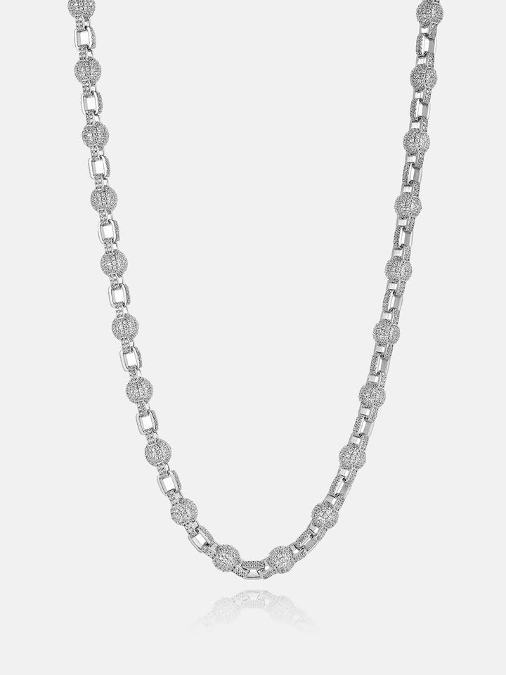 7mm Iced Out Moissanite Round Ball Rolo Chain Or Bracelet