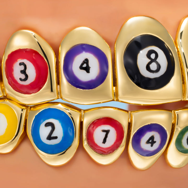 "8-Ball" Colorful Enamel Grillz