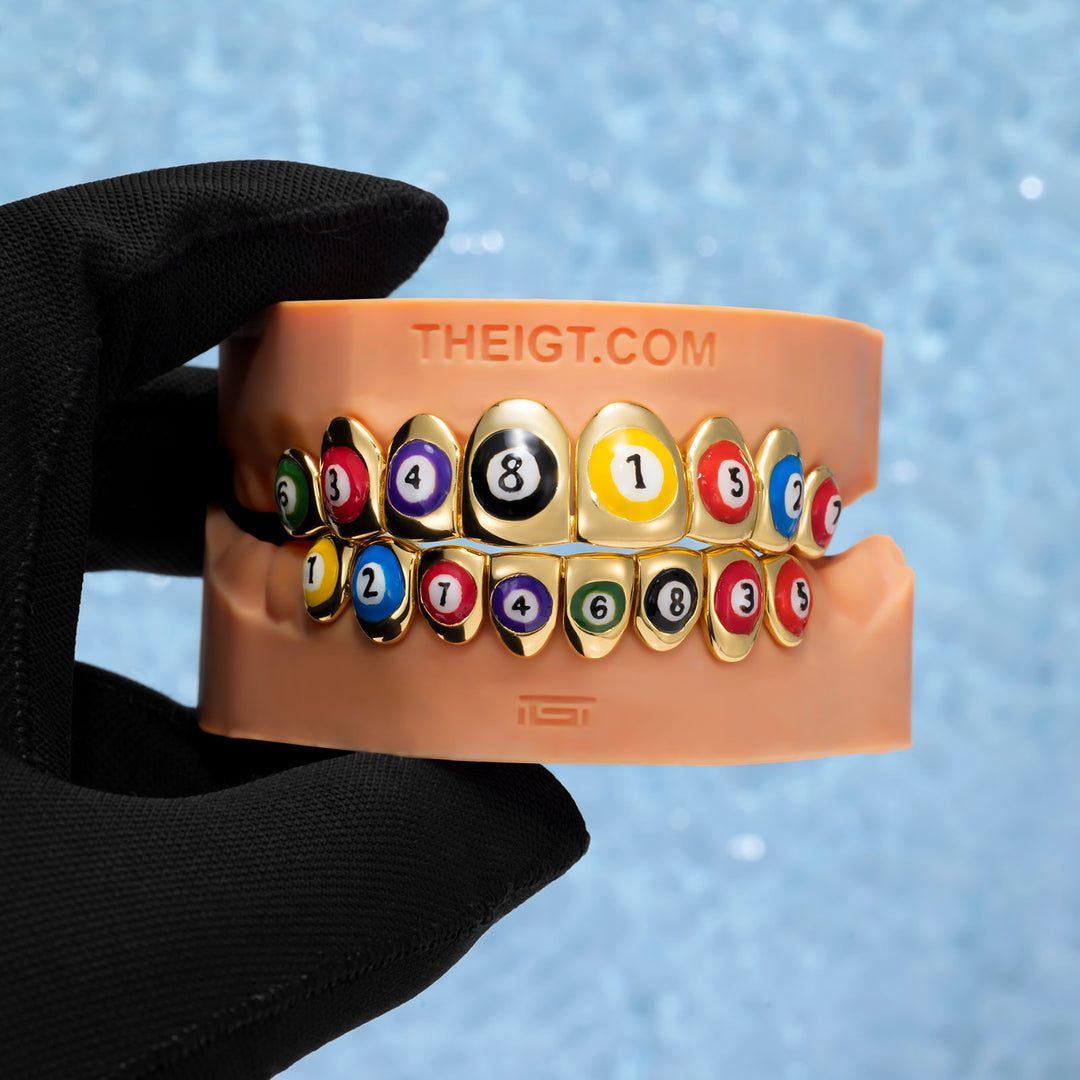 "8-Ball" Colorful Enamel Grillz