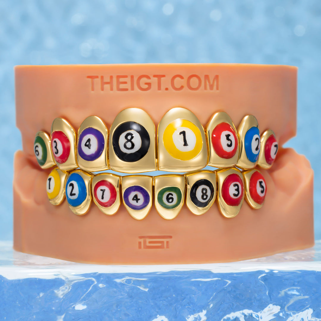 "8-Ball" Colorful Enamel Grillz
