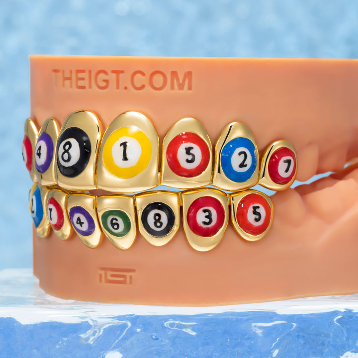"8-Ball" Colorful Enamel Grillz