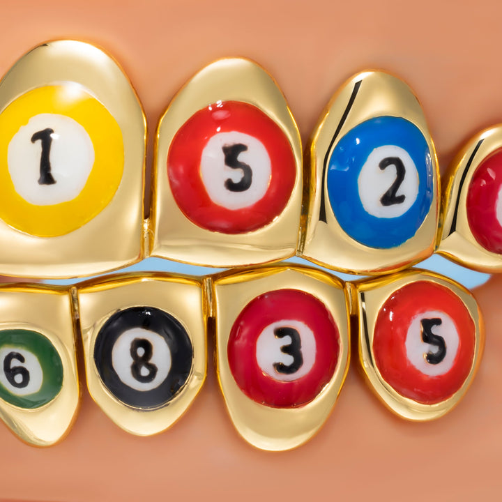 "8-Ball" Colorful Enamel Grillz