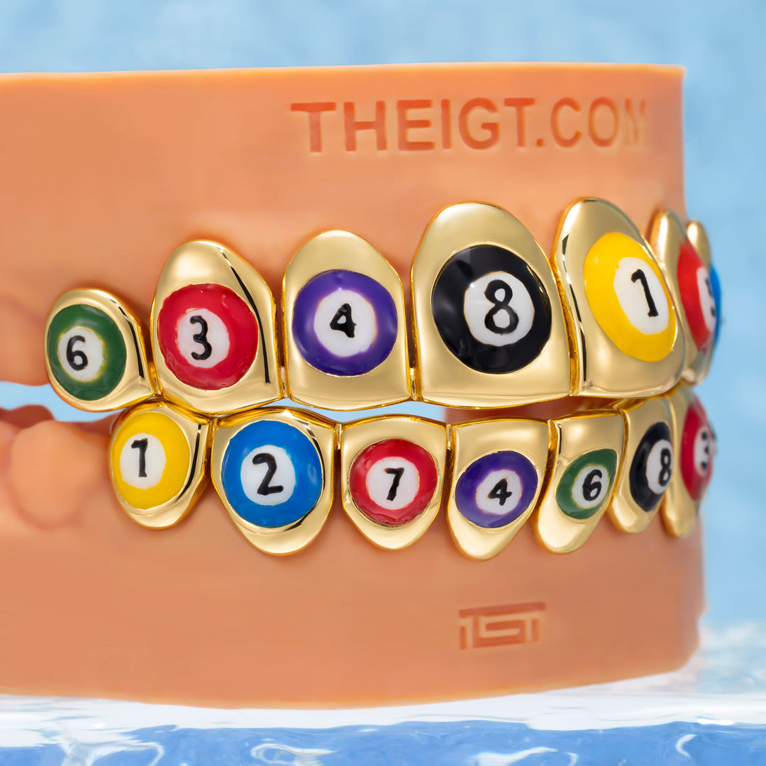 "8-Ball" Colorful Enamel Grillz