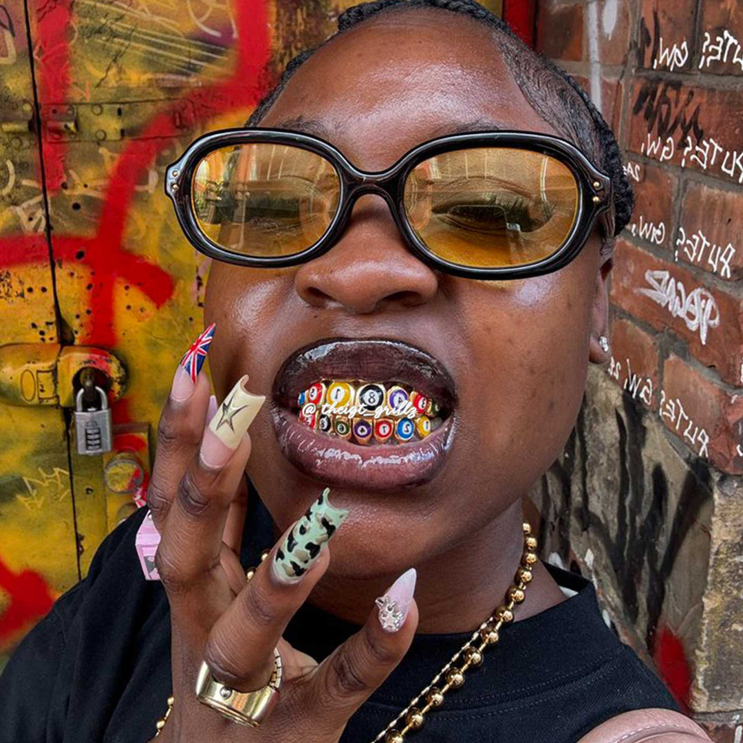 "8-Ball" Colorful Enamel Grillz