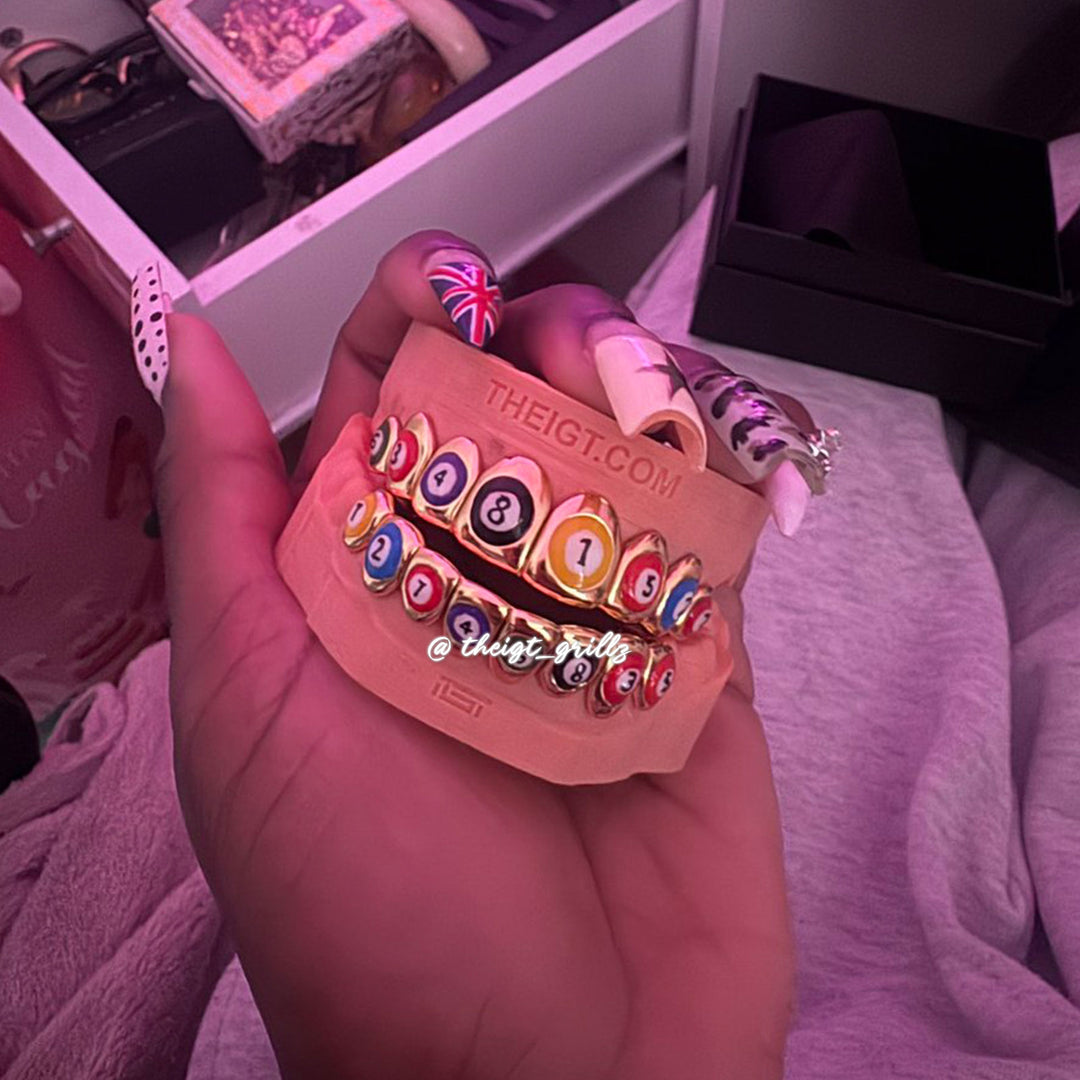 "8-Ball" Colorful Enamel Grillz