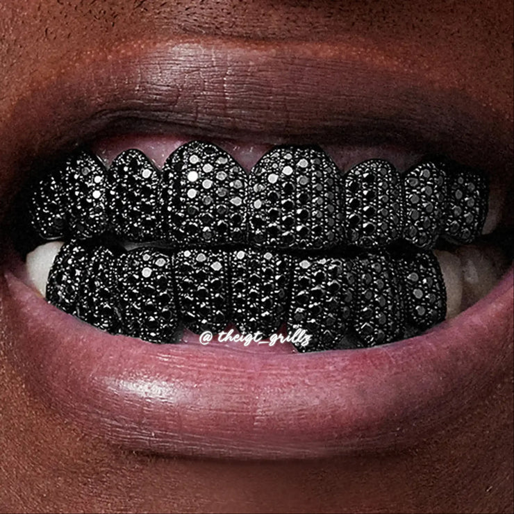 Custom Pave/Honeycomb Black Moissanite Grillz