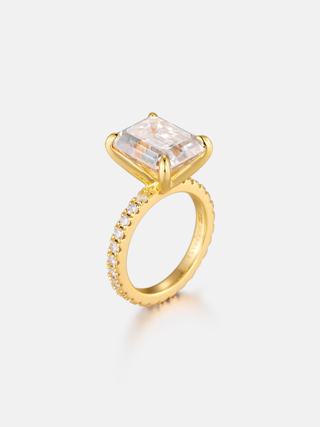 8CT Solitaire Emerald Cut Moissanite Engagement Ring