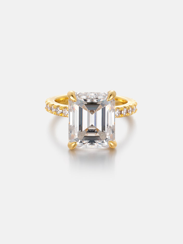 8CT Solitaire Emerald Cut Moissanite Engagement Ring