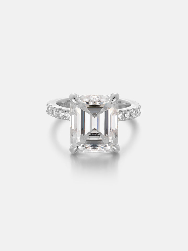 8CT Solitaire Emerald Cut Moissanite Engagement Ring