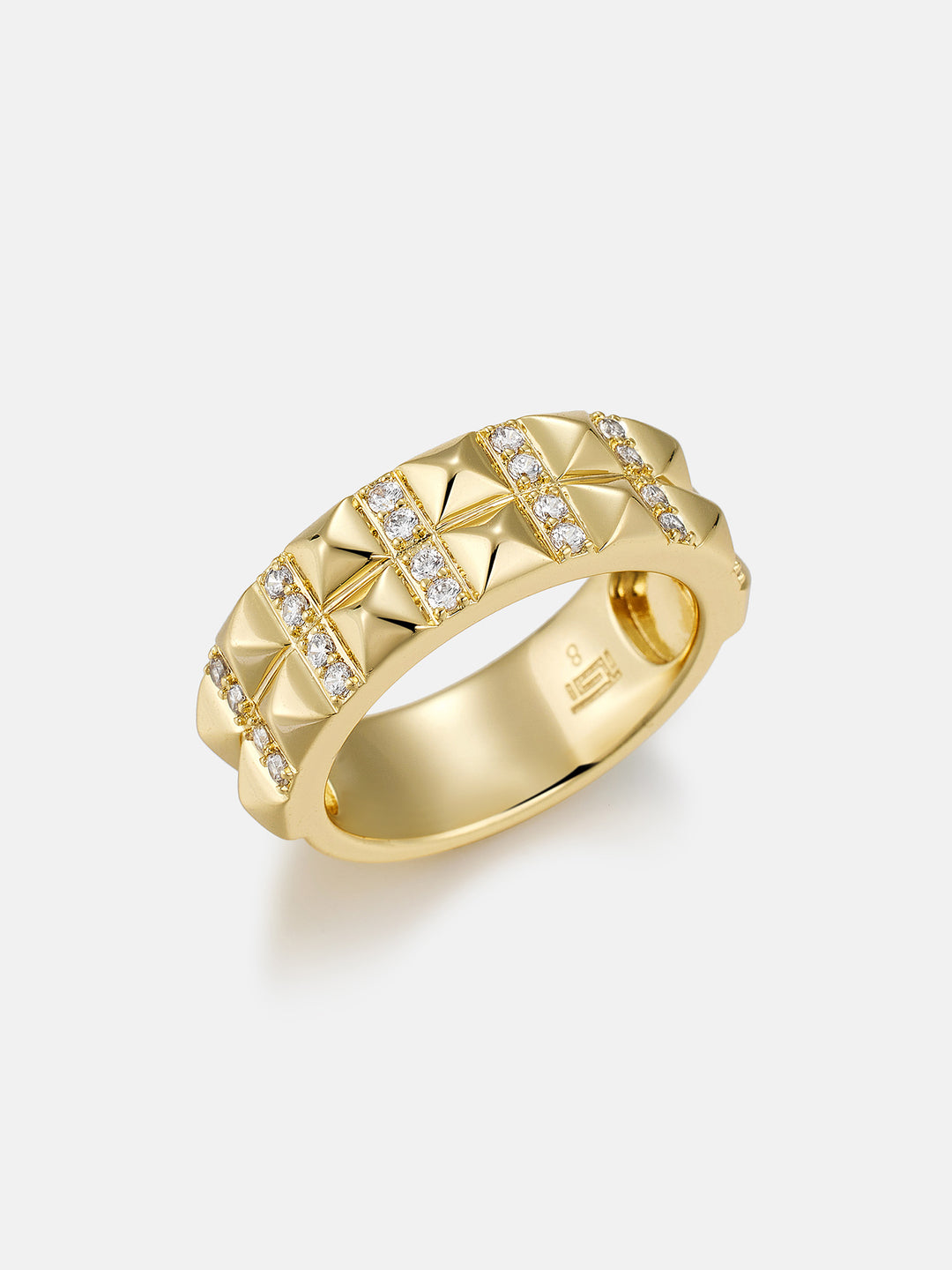 8MM Double Row Pyramid Moissanite Ring