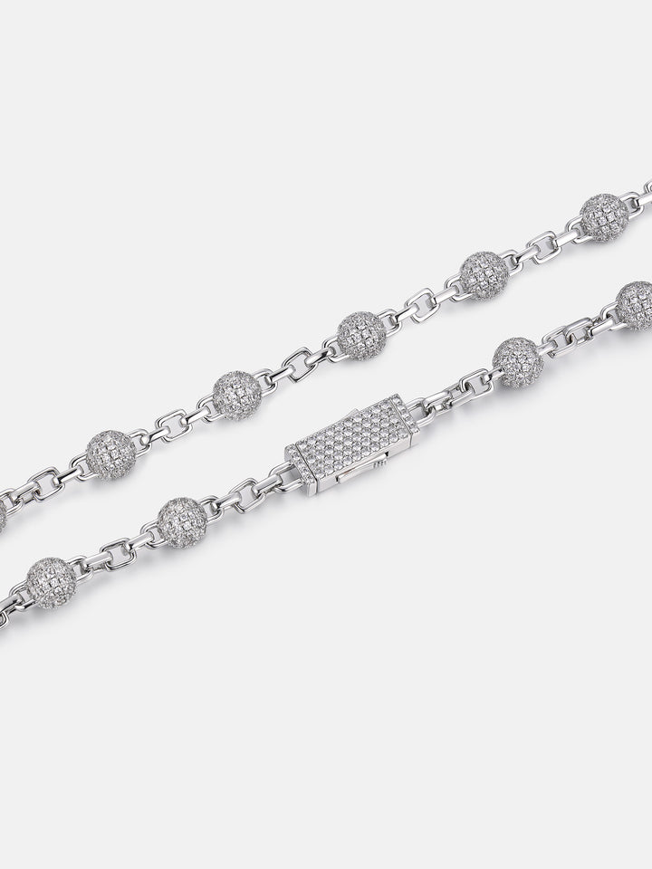 8MM Moissanite Pave Ball Box Chain