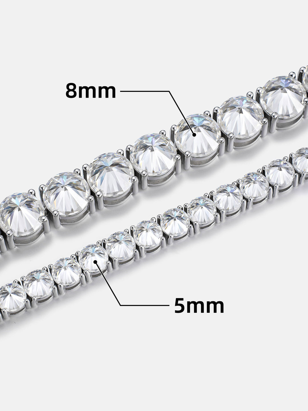 8MM Reverse-Set Moissanite Tennis Bracelet