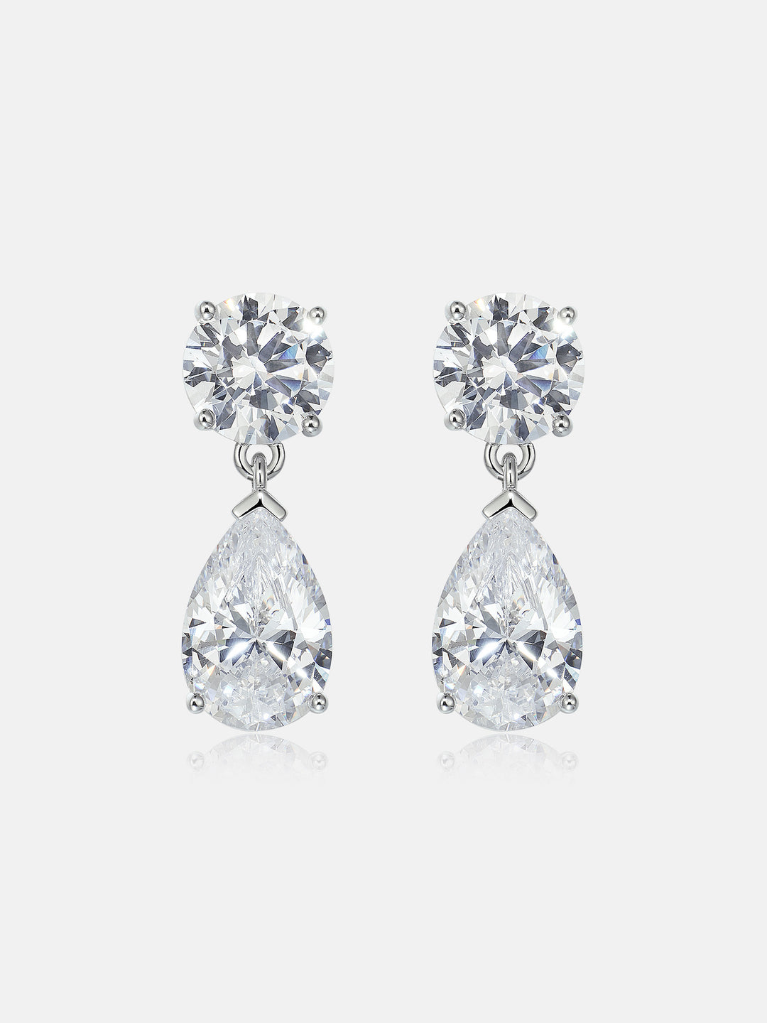 8MM Round & Pear Cut Moissanite Drop Earrings