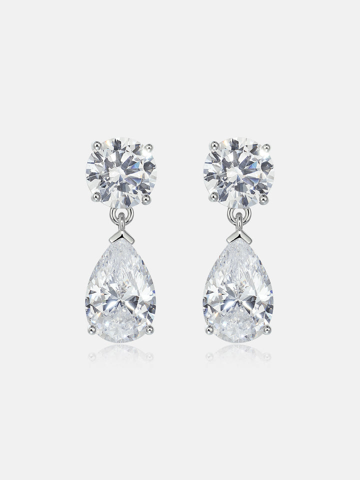 8MM Round & Pear Cut Moissanite Drop Earrings