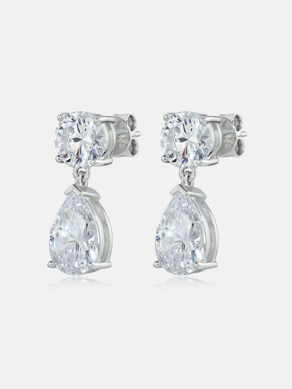 8MM Round & Pear Cut Moissanite Drop Earrings