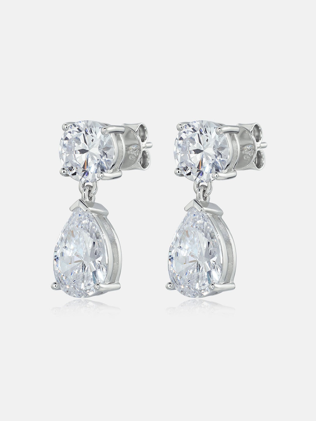 8MM Round & Pear Cut Moissanite Drop Earrings
