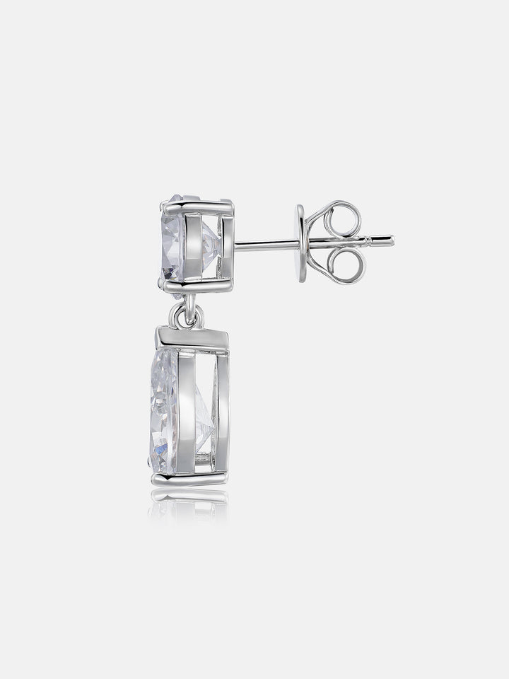 8MM Round & Pear Cut Moissanite Drop Earrings