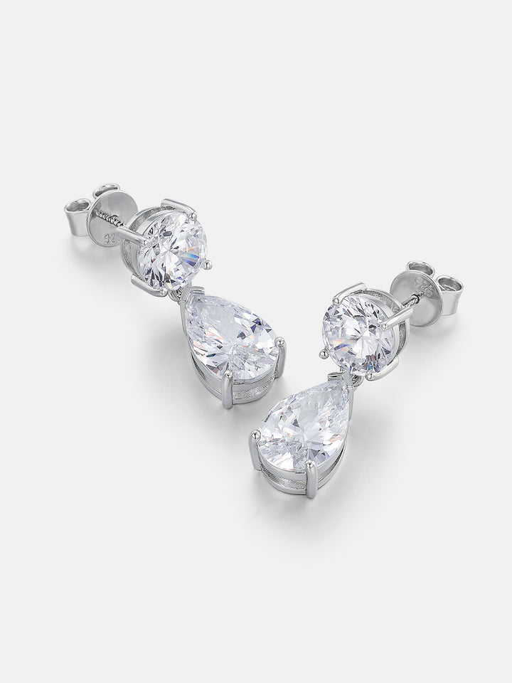 8MM Round & Pear Cut Moissanite Drop Earrings