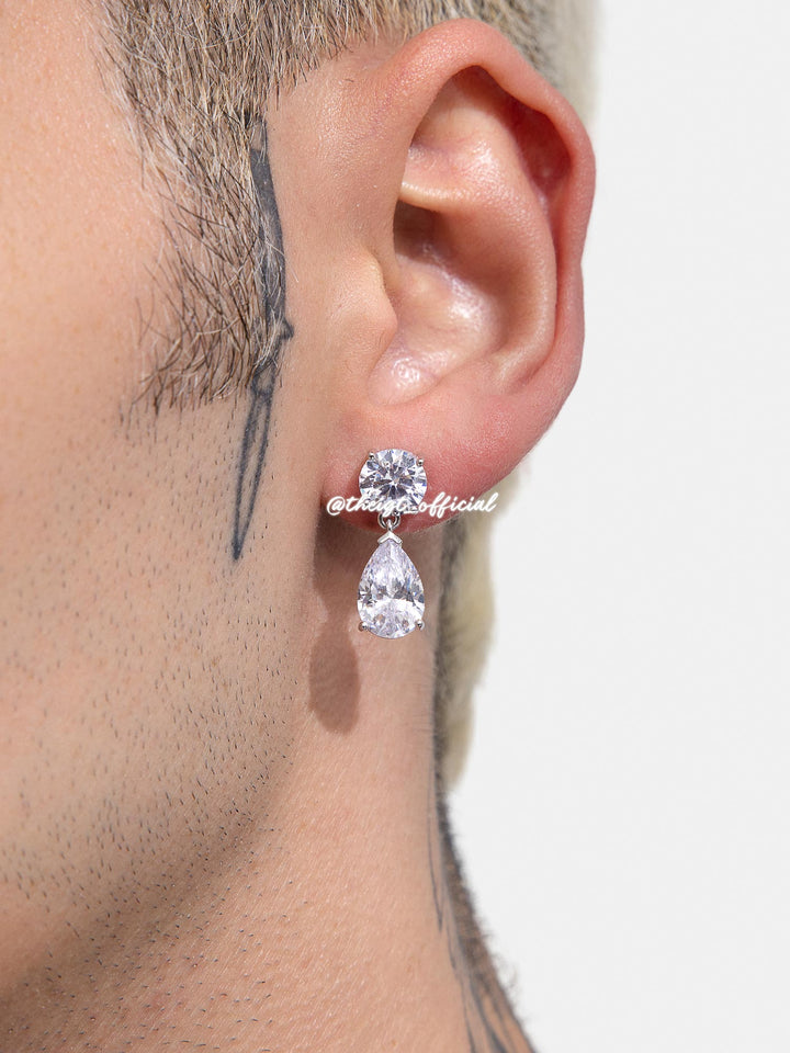 10MM Round & Pear Cut Moissanite Drop Earrings
