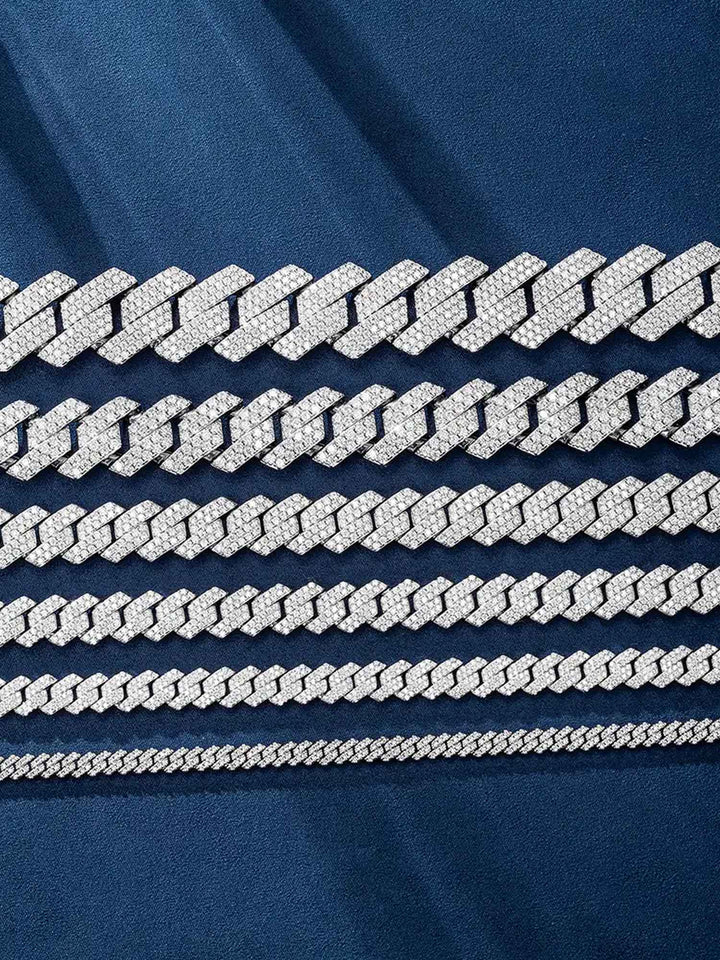 S925 Moissanite Prong Cuban Chain