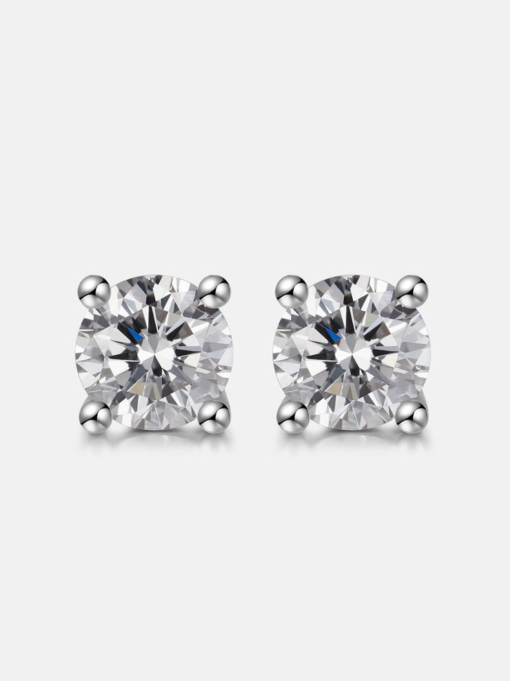 Halo Round Moissanite Stud Earrings