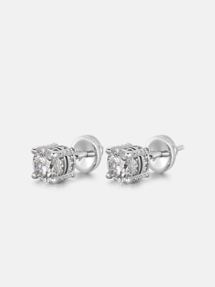 Halo Round Moissanite Stud Earrings