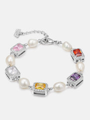 Round Moissanite Multi Gem & Pearl Bracelet