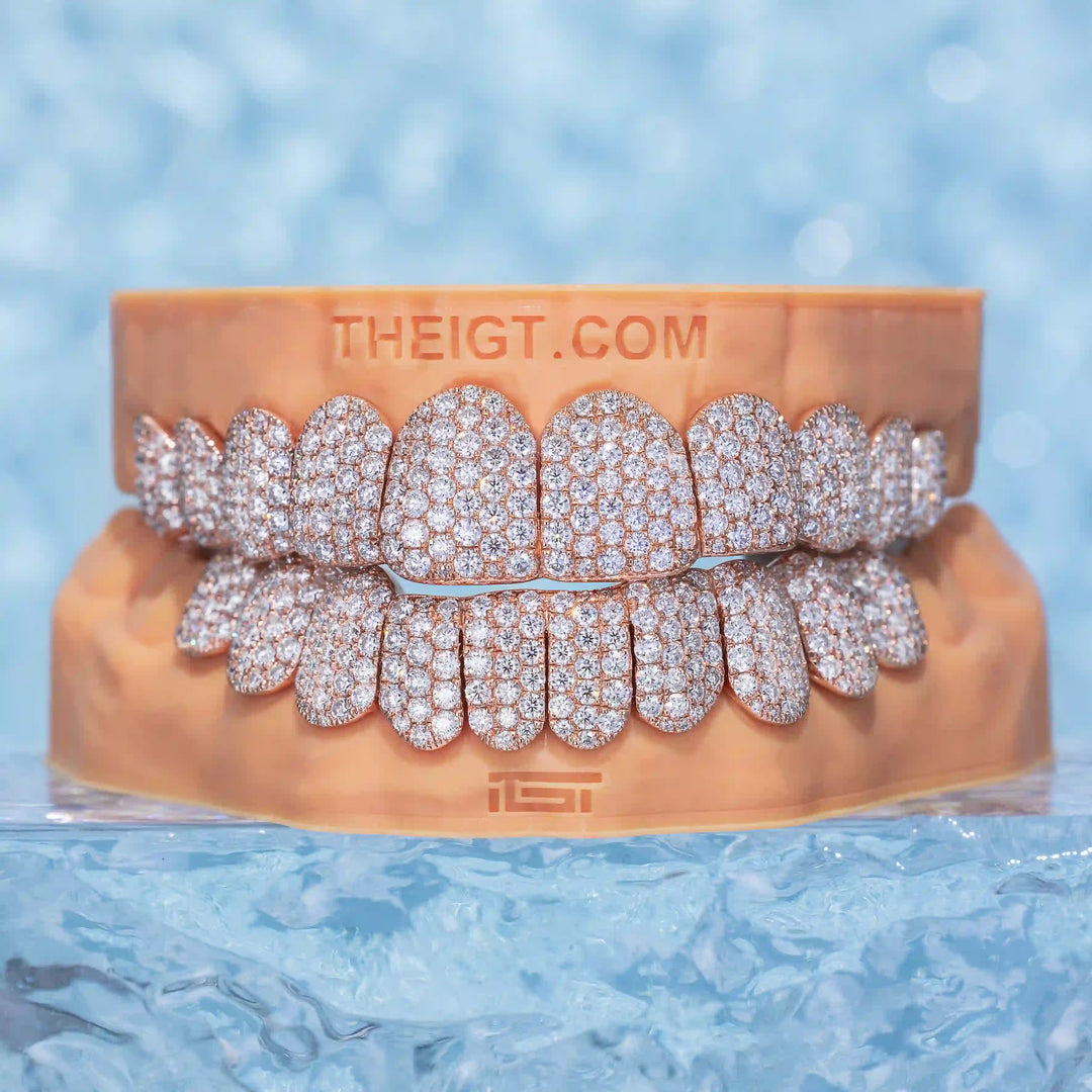 Pave/Honeycomb Moissanite Or Lab Hand-Setting Grillz