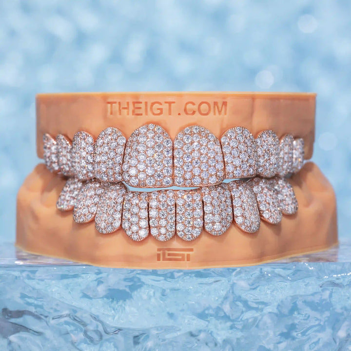 Pave/Honeycomb Moissanite Or Lab Hand-Setting Grillz
