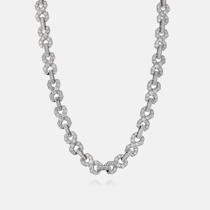 12MM Round & Baguette Moissanite Infinity Link Chain